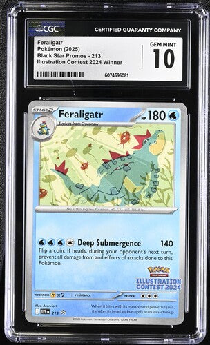 Pokemon: Feraligatr - Blackstar Promos - Illustration Contest 2024 Winner - CGC 10
