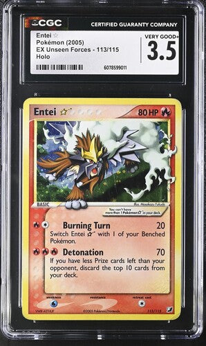 Pokemon: Entei (Gold Star) - 113/115 - Ex Unseen Forces - CGC 3.5