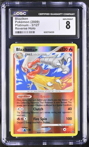 Pokemon: Blaziken - 3/127 Rev. Holo - Platinum - CGC 8
