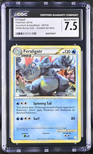 Pokemon: Feraligatr - 20/123 Cracked Ice Holo - HeartGold & SoulSilver - CGC 7.5 - VGMX