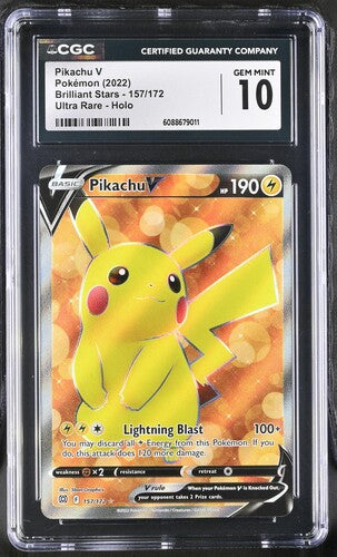 Pokemon: Pikachu v - 157/172 - Brilliant Stars - CGC 10