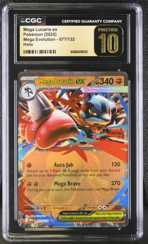 Pokemon: Mega Lucario ex 077/132 - Mega Evolution - CGC Pristine 10