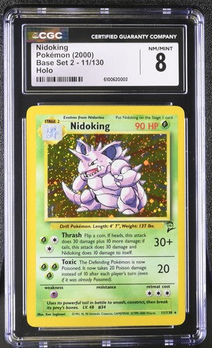 Pokemon: Nidoking - 11/130 - Base Set 2 - CGC 8
