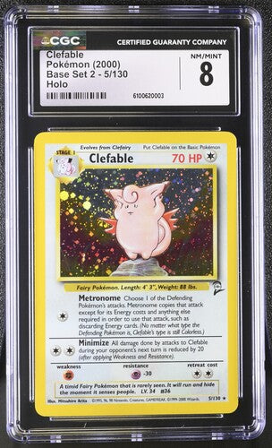 Pokemon: Clefable - 5/130 - Base Set 2 - CGC 8