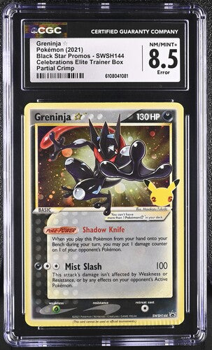 Pokemon: Greninja Star (Partial Crimp) - SWSH144 - CGC 8.5 (Error) - VGMX