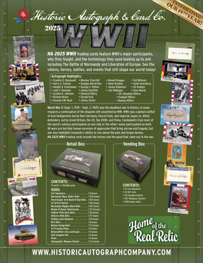 2025 Historic Autographs: WWII Hobby Box