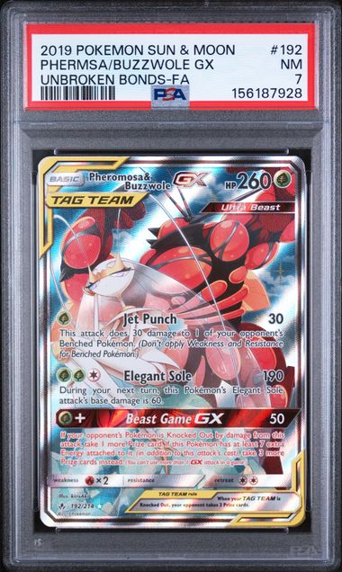 Pokémon: Pheromosa & Buzzwole gx - 192/214 - Unbroken Bonds - PSA 7 - VGMX
