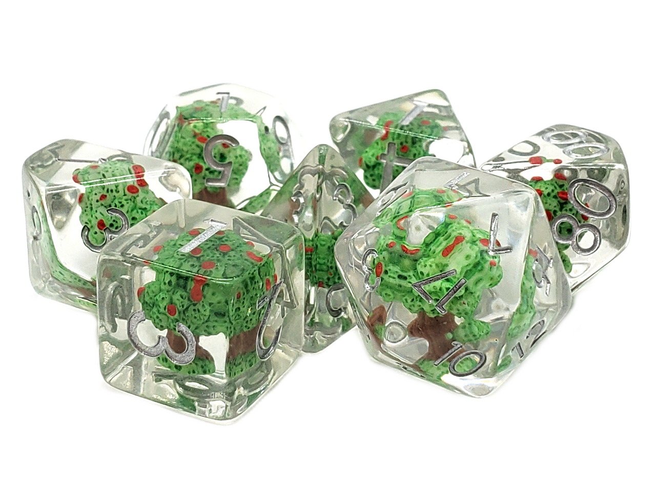 Old School 7 Piece DnD RPG Dice Set: Infused - Apple Tree