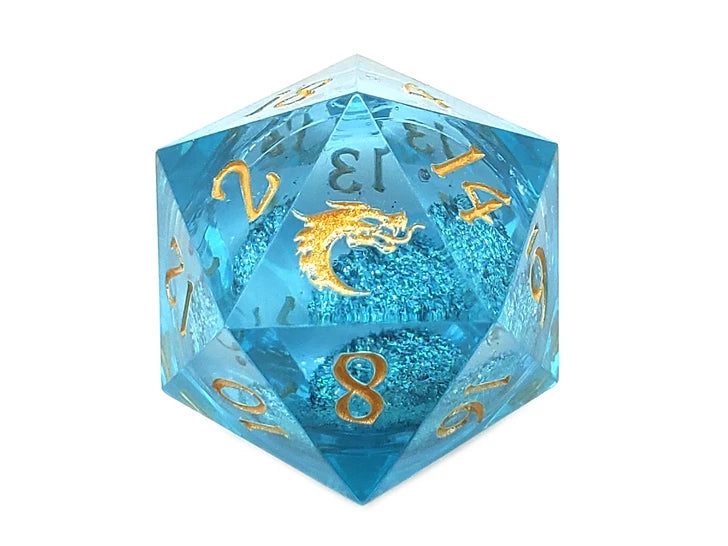 Old School Sharp Edged 22mm D20: Liquid Infused - Azure Fury - VGMX
