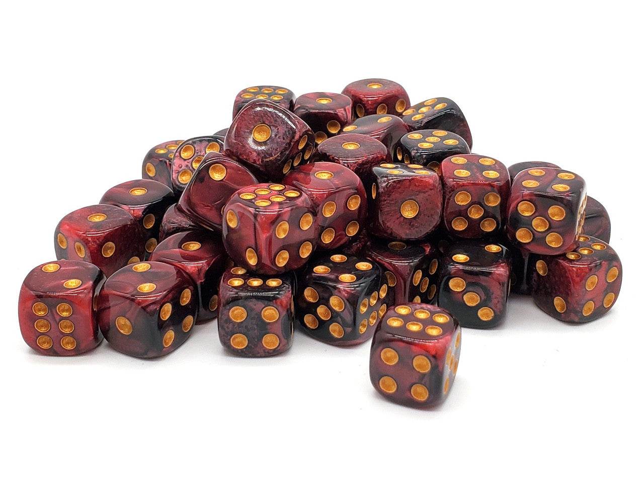 Old School Bag O' D6's 12mm 50ct: Vorpal - Blood Red & Black