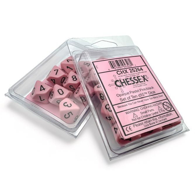 Chessex Opaque Pastel Pink Set Of Ten D10s - VGMX