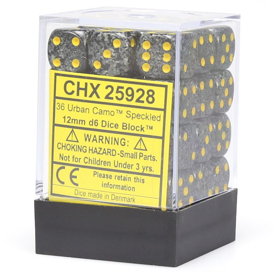 d6 Cube 12mm Speckled Urban Camo - VGMX