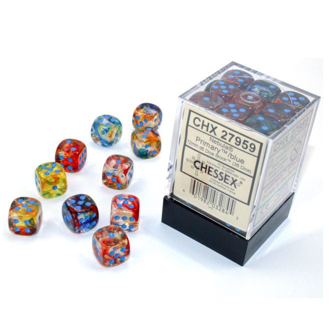 d6 Cube 12mm Luminary Nebula Primary with Turquoise - VGMX