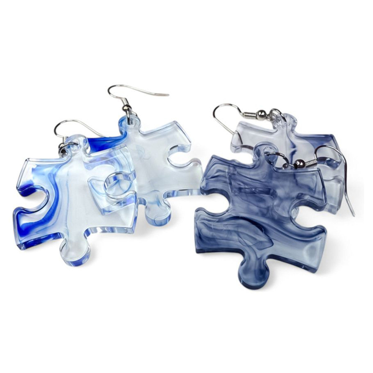 Hook Earrings Puzzle Piece Pair (Assorted Dice Colors)