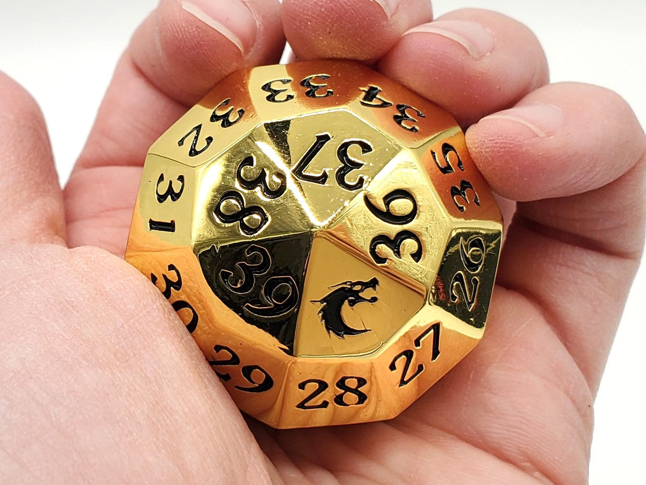 Old School Dice: Metal D40 Spindown - Gold w/ Black - VGMX