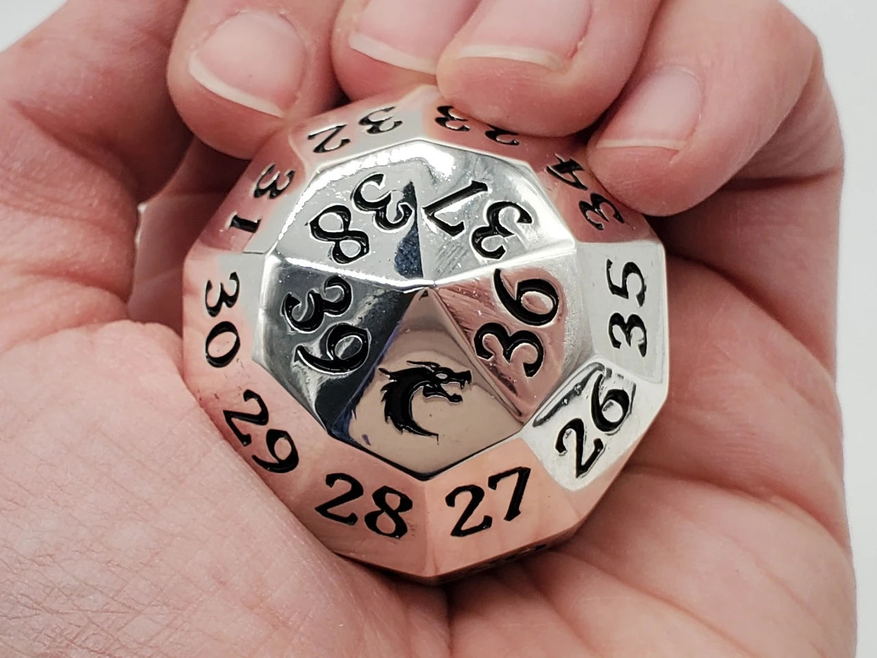 Old School Dice: Metal D40 Spindown - Silver w/ Black - VGMX