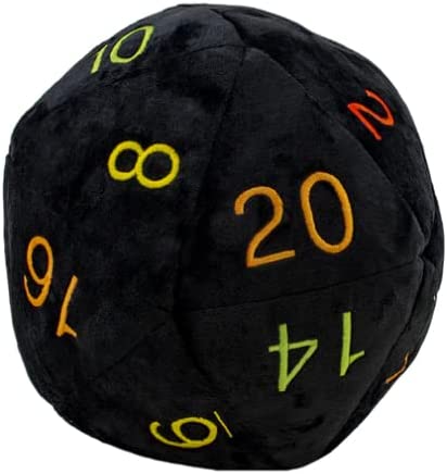 Ultra PRO - Black D20 Dice Plush Ultra Soft Fuzzy Dice Rainbow Stitching