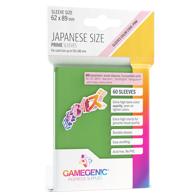 Game Genic: Green Prime Sleeves - Japanese Size (60ct)