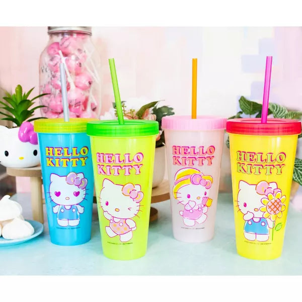 Hello Kitty Garden Doodle 4pc Color Change Plastic Tumbler