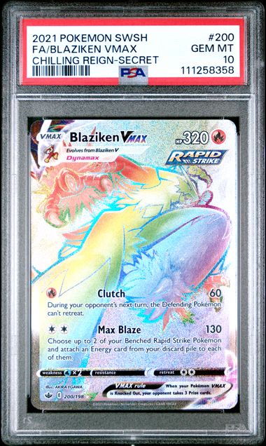 Pokemon: Blaziken VMAX (Secret) - 200/198 - Chilling Reign - PSA 10