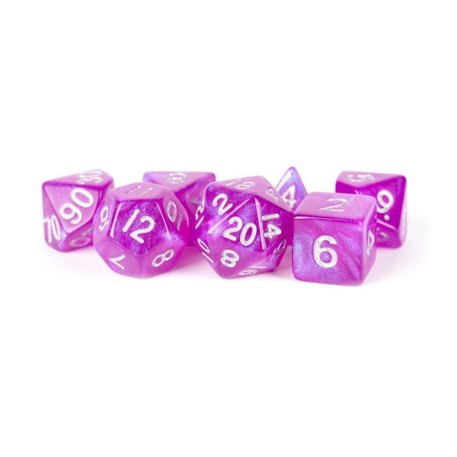 7 COUNT MINI DICE POLY SET: Stardust Purple