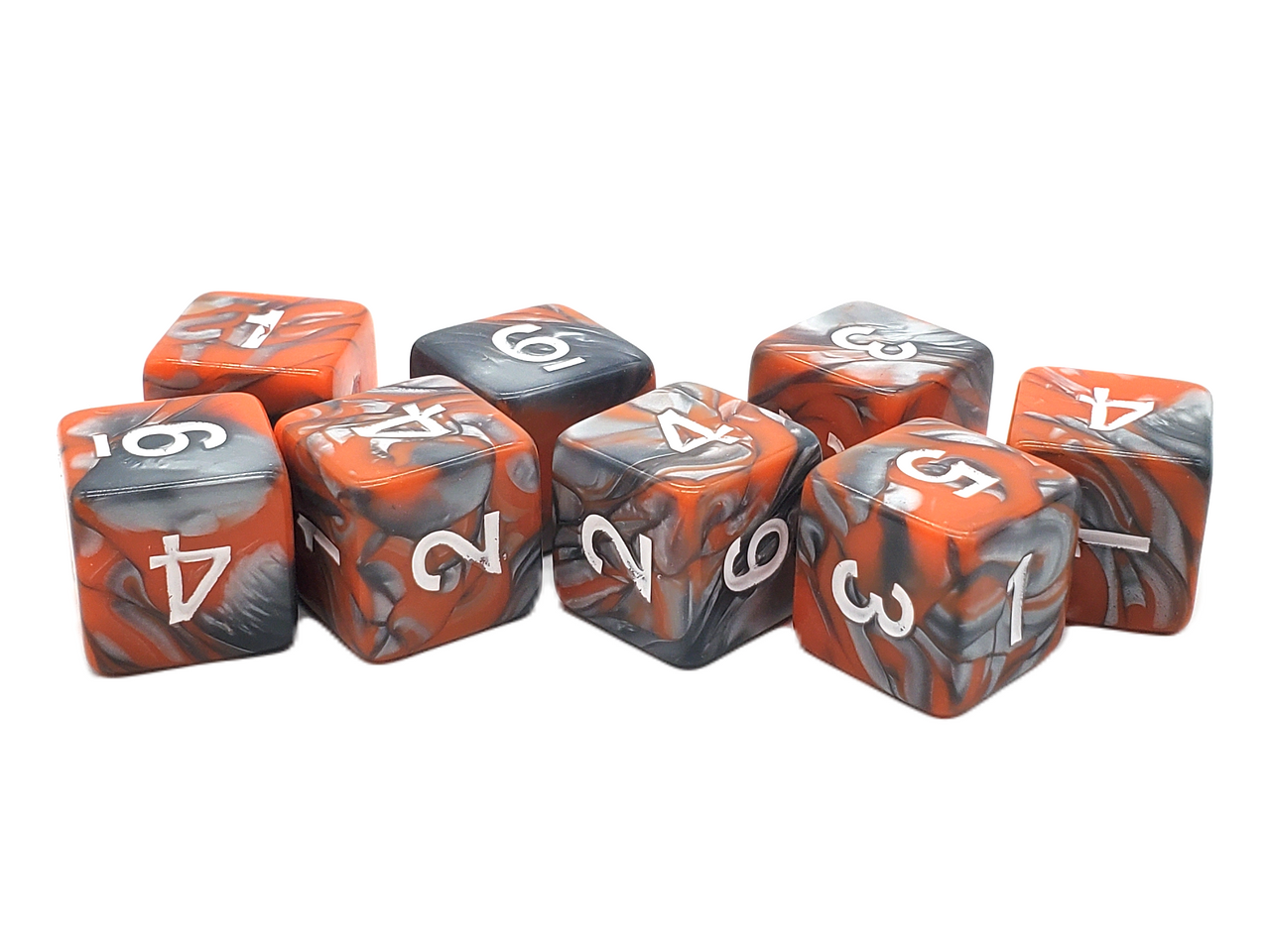 Old School 8-Piece D6 Dice Set: Vorpal - Silver & Orange