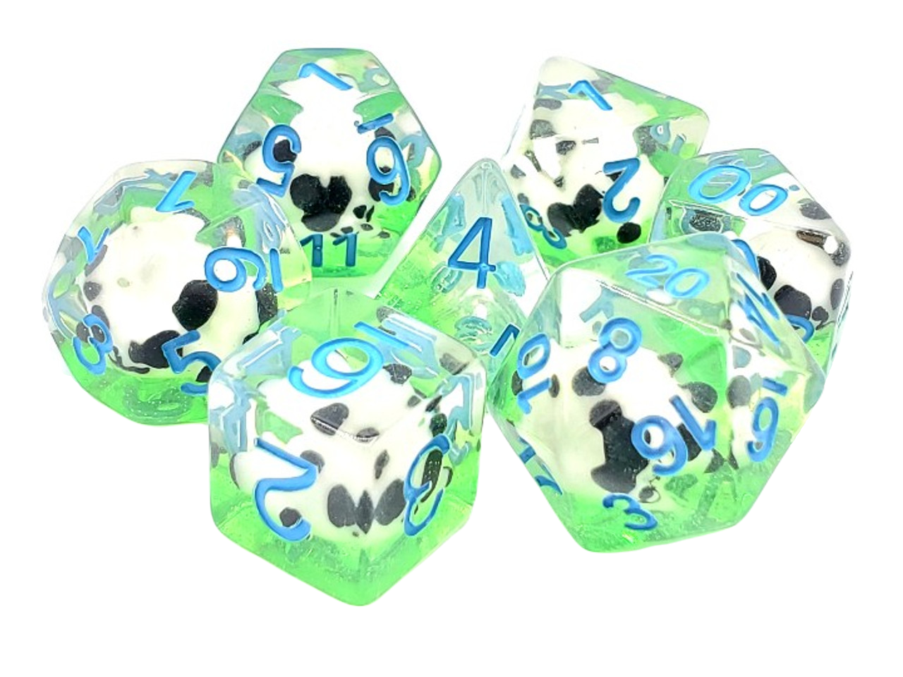 Old School 7 Piece DnD RPG Dice Set: Animal Kingdom - Panda Party