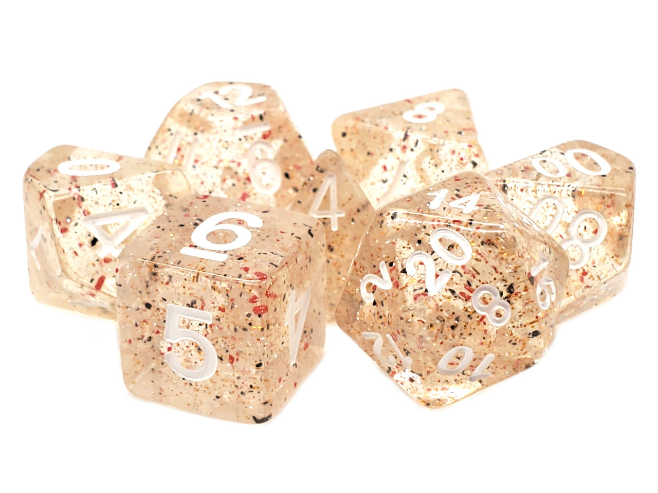 Old School 7 Piece DnD RPG Dice Set: Particles - Confetti