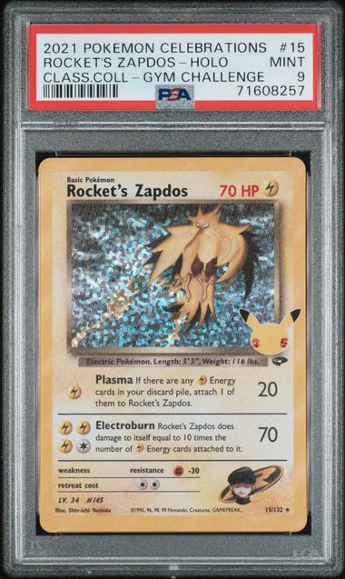 Pokémon: Rocket's Zapdos - 15/132 - PSA 9 - VGMX
