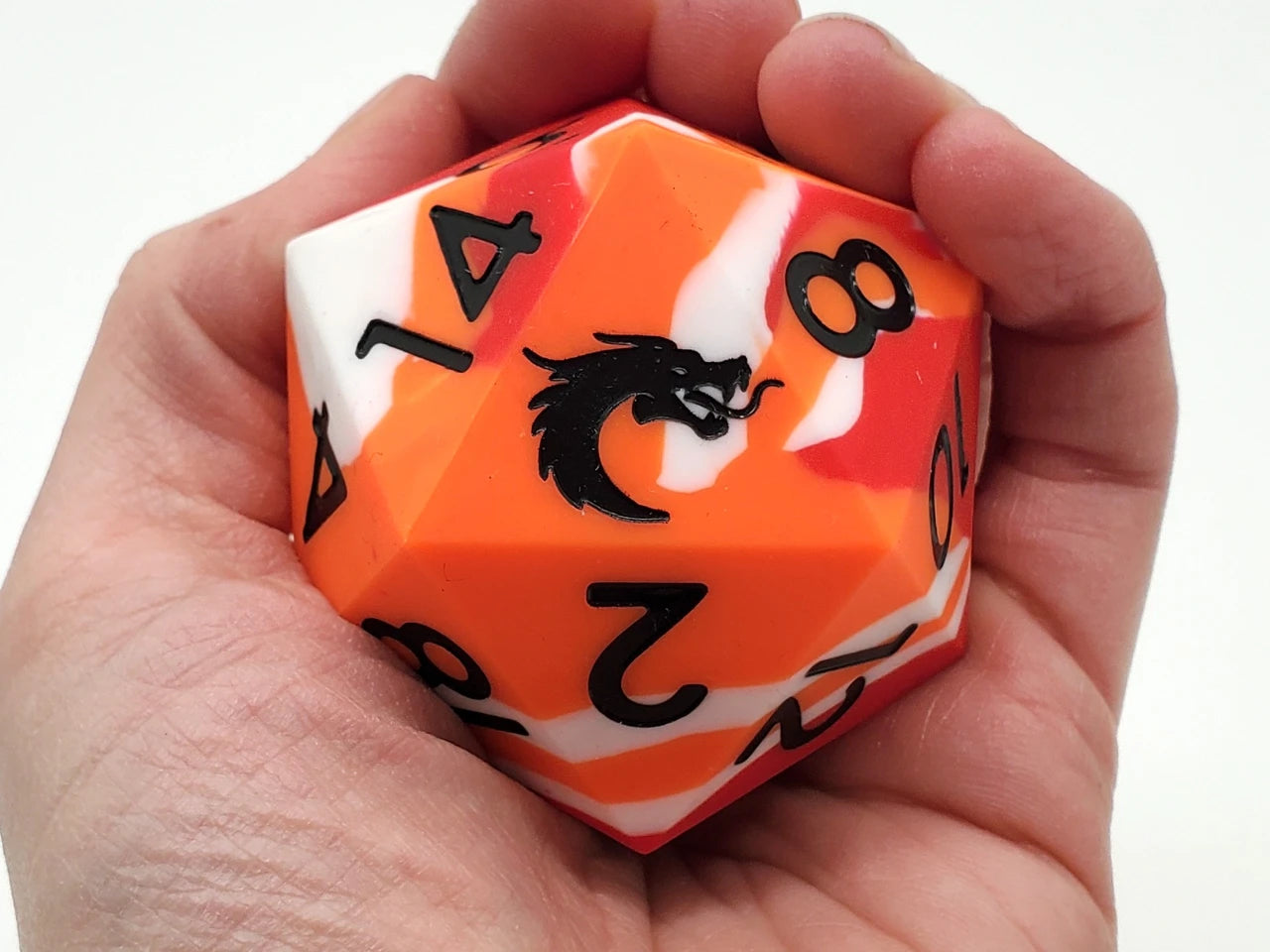 Old School Dice: Silicone 50mm D20 - Red, White & Orange - VGMX