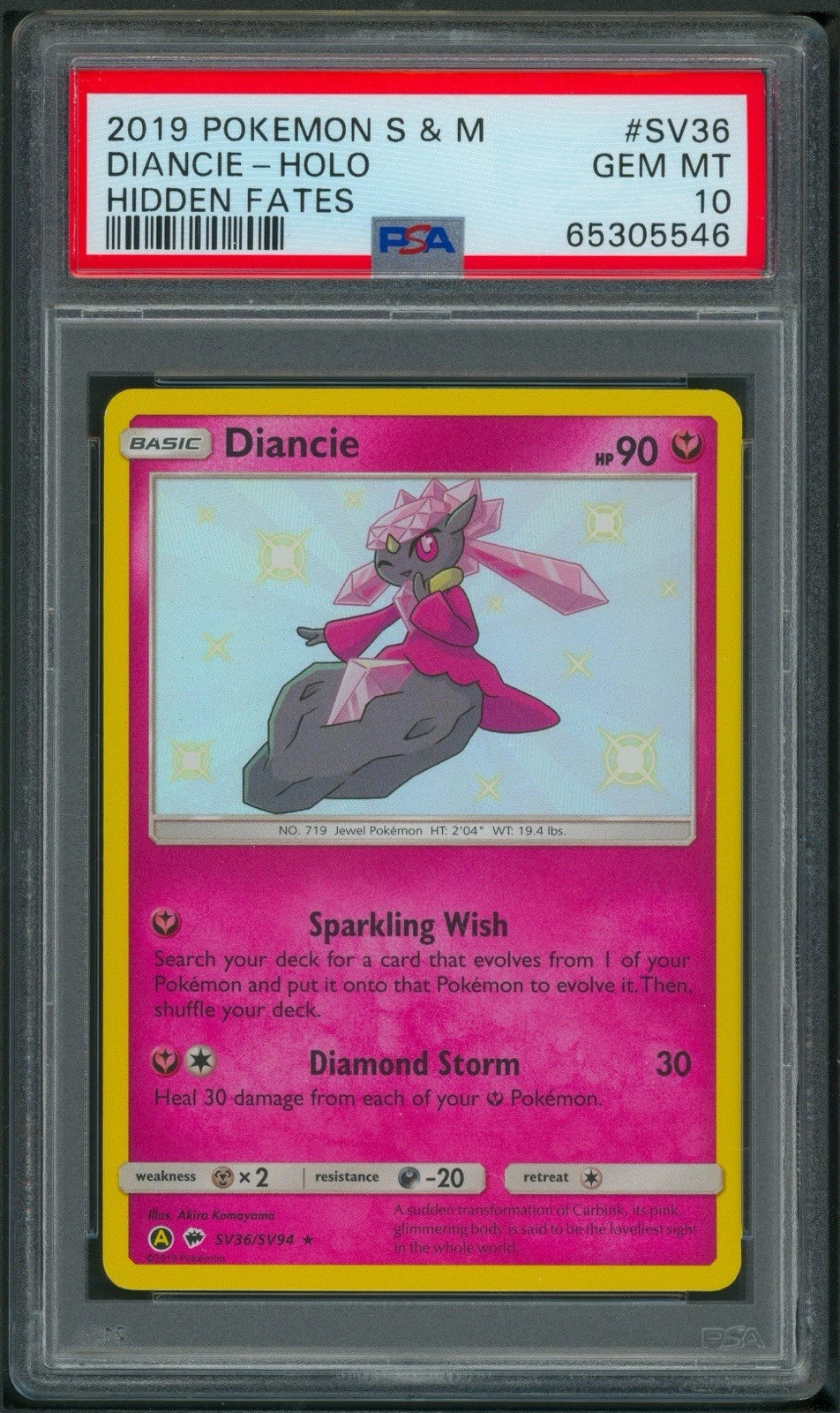 Pokémon: Diancie - SV36 - Hidden Fates - PSA 10 - VGMX