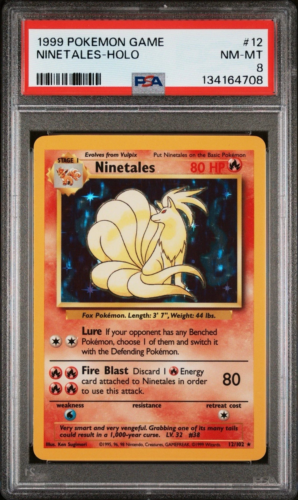 Pokemon: Ninetales - 13/130 - Base Set 2 - PSA 8