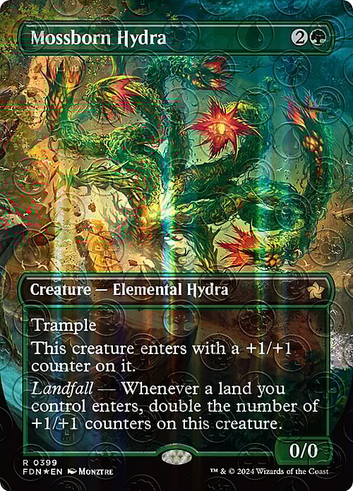 Magic: The Gathering: Mossborn Hydra (Borderless) (Mana Foil) - Foundations