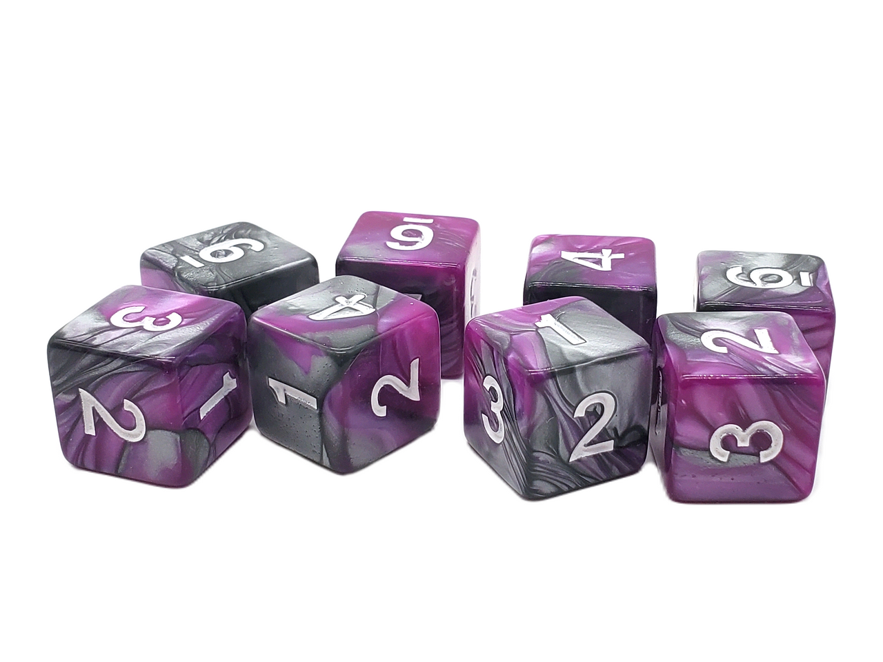 Old School 8-Piece D6 Dice Set: Vorpal - Silver & Purple