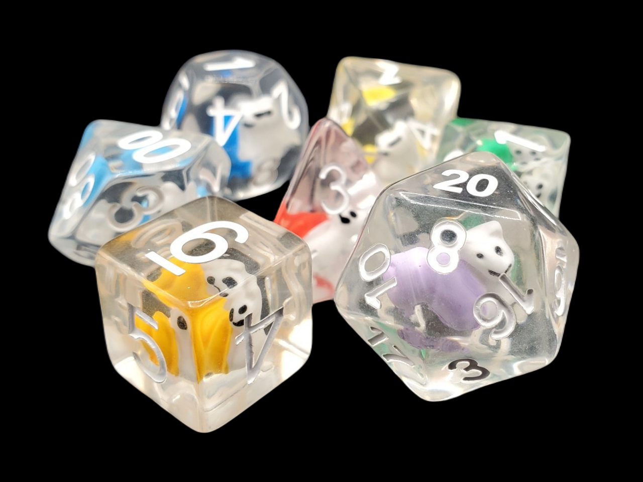 Old School 7 Piece DnD RPG Dice Set: Animal Kingdom - Snail Rainbow