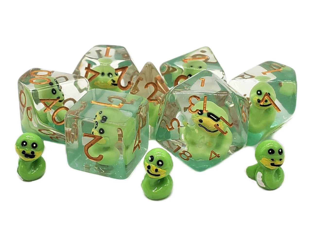 Old School 7 Piece DnD RPG Dice Set: Animal Kingdom - Baby Snake - VGMX