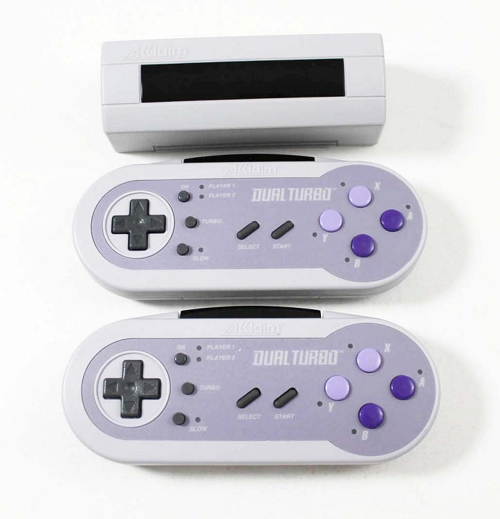 SNES Super Nintendo Acclaim Dual Turbo Wireless Controllers w/ Receiver