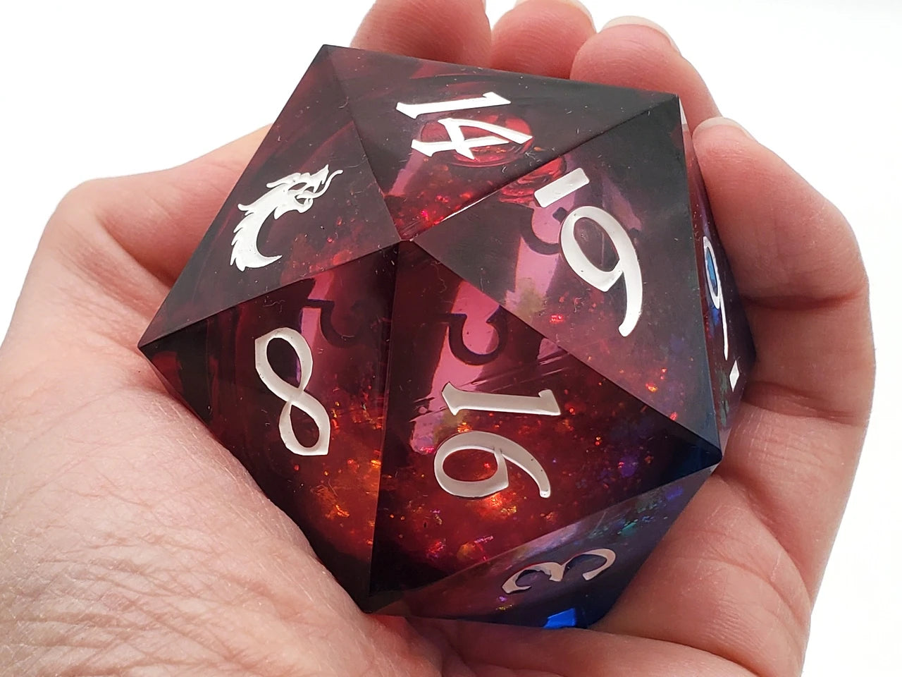 Old School Dice: Sharp Edged 55mm D20 - Liquid Infused - Space Fury - VGMX