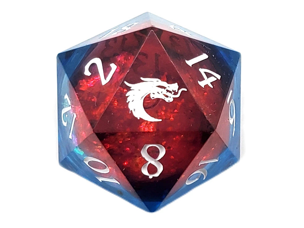 Old School Dice: Sharp Edged 22mm D20 - Liquid Infused - Space Fury - VGMX