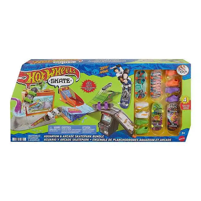 Hot Wheels Skate Aquarium & Arcade Skatepark Bundle Playset - VGMX