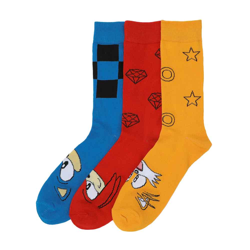 Bioworld Sonic the Hedgehog Character Classic 3 Pair Crew Socks