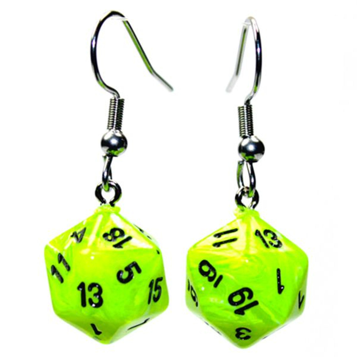 Chessex Dice Mini Polyhedral d20 Hook Earrings (Various Colors)