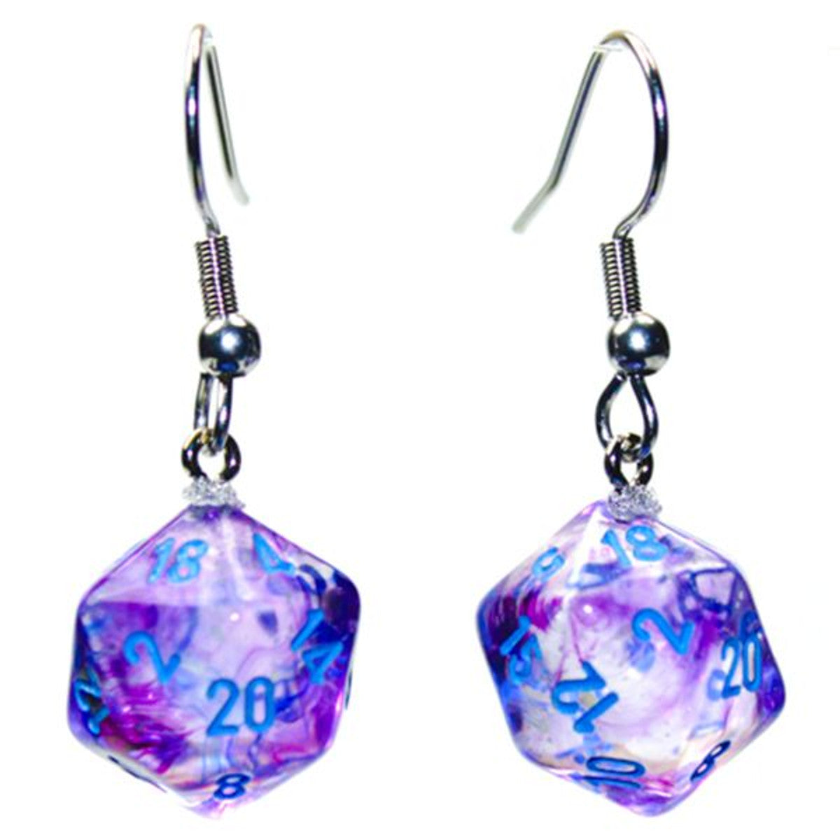 Chessex Dice Mini Polyhedral d20 Hook Earrings (Various Colors)