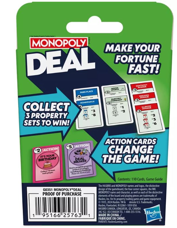Monopoly Deal Refresh Card Game - VGMX