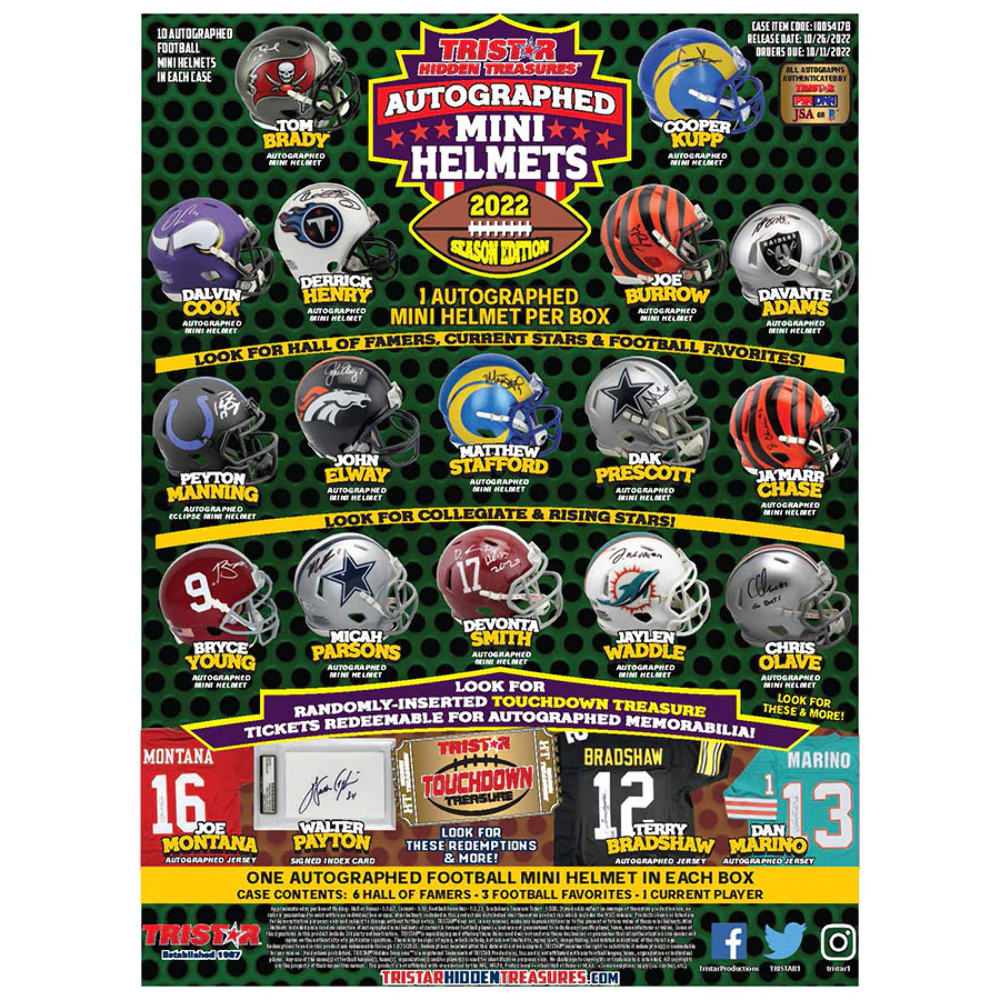 2022 Tristar Hidden Treasures Autographed Football Mini Helmets Series 2 - VGMX