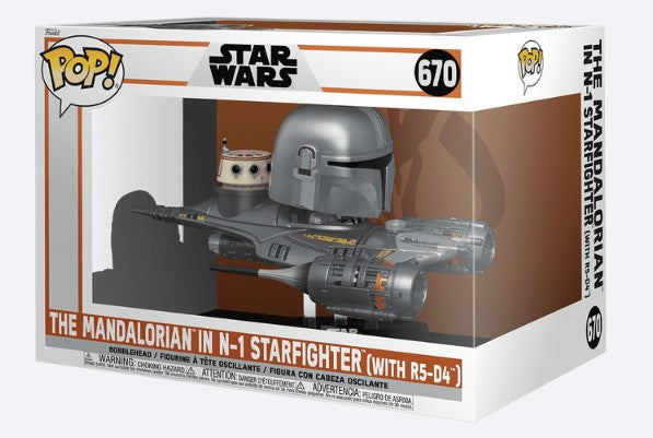 Funko Pop! Star Wars The Mandalorian in N-1 Starfighter with R5-D4 Super Deluxe #670 - VGMX