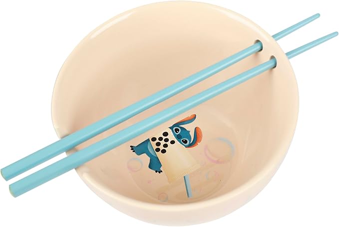 Bioworld Disney Lilo & Stitch 6 in. Ceramic Ramen Bowl with Chopsticks