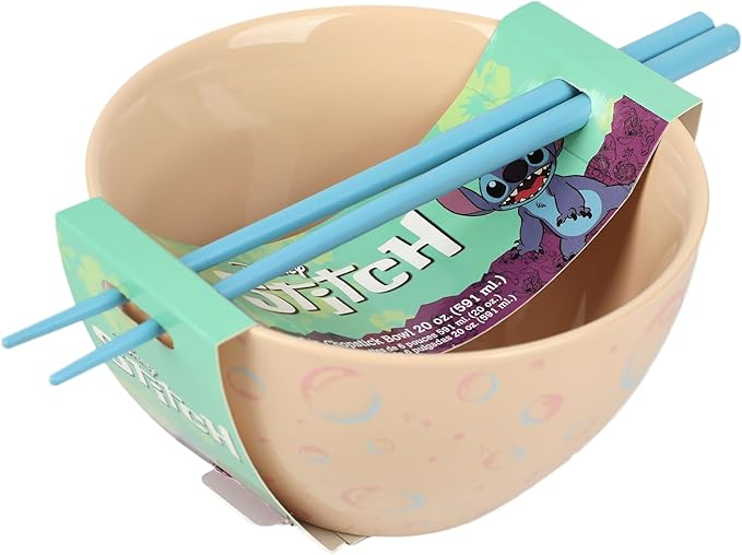 Bioworld Disney Lilo & Stitch 6 in. Ceramic Ramen Bowl with Chopsticks