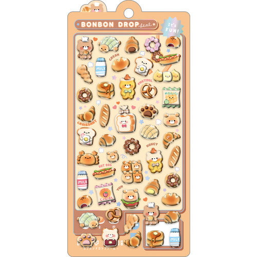 Bonbon Drop 3D Bear Cafe Food Stickers - VGMX