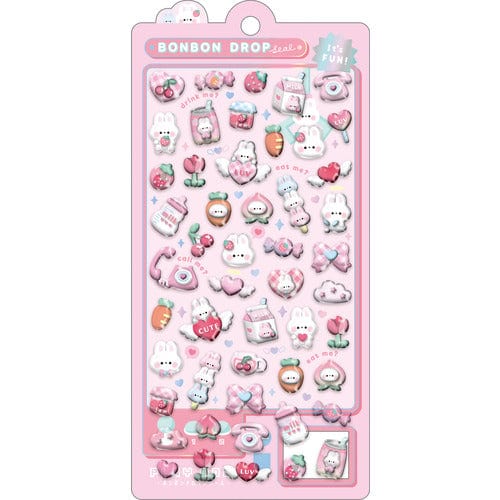 Bonbon Drop 3D Bunny with Pink Food Stickers - VGMX